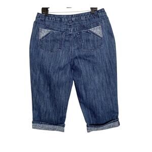 CJ Banks Christopher & Banks Capri Skimmers Denim Jeans Womens 16w Blue Stretch